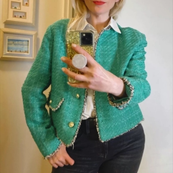 H&M Textured-weave Jacket in Green XL - Picture 7 of 13